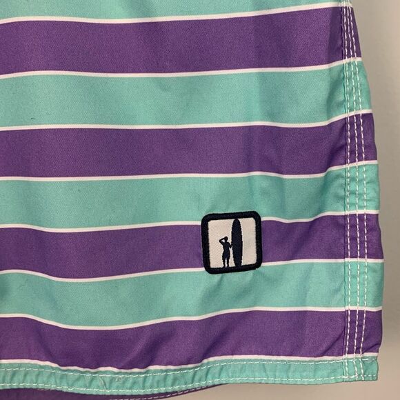 Johnnie-O men’s striped purple and aqua swim trunks size XXL - Picture 6 of 8